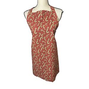 Robin Renee Christmas Candy Cane Polka Dot Red Holiday Bib Apron Handcrafted